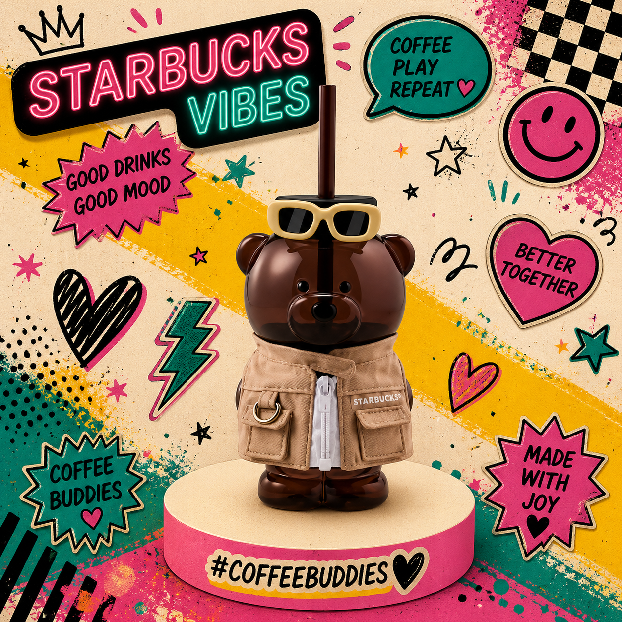 Bearista de vidrio Café Starbucks Shanghai 2026 New Character Series Bearista Glass 16oz