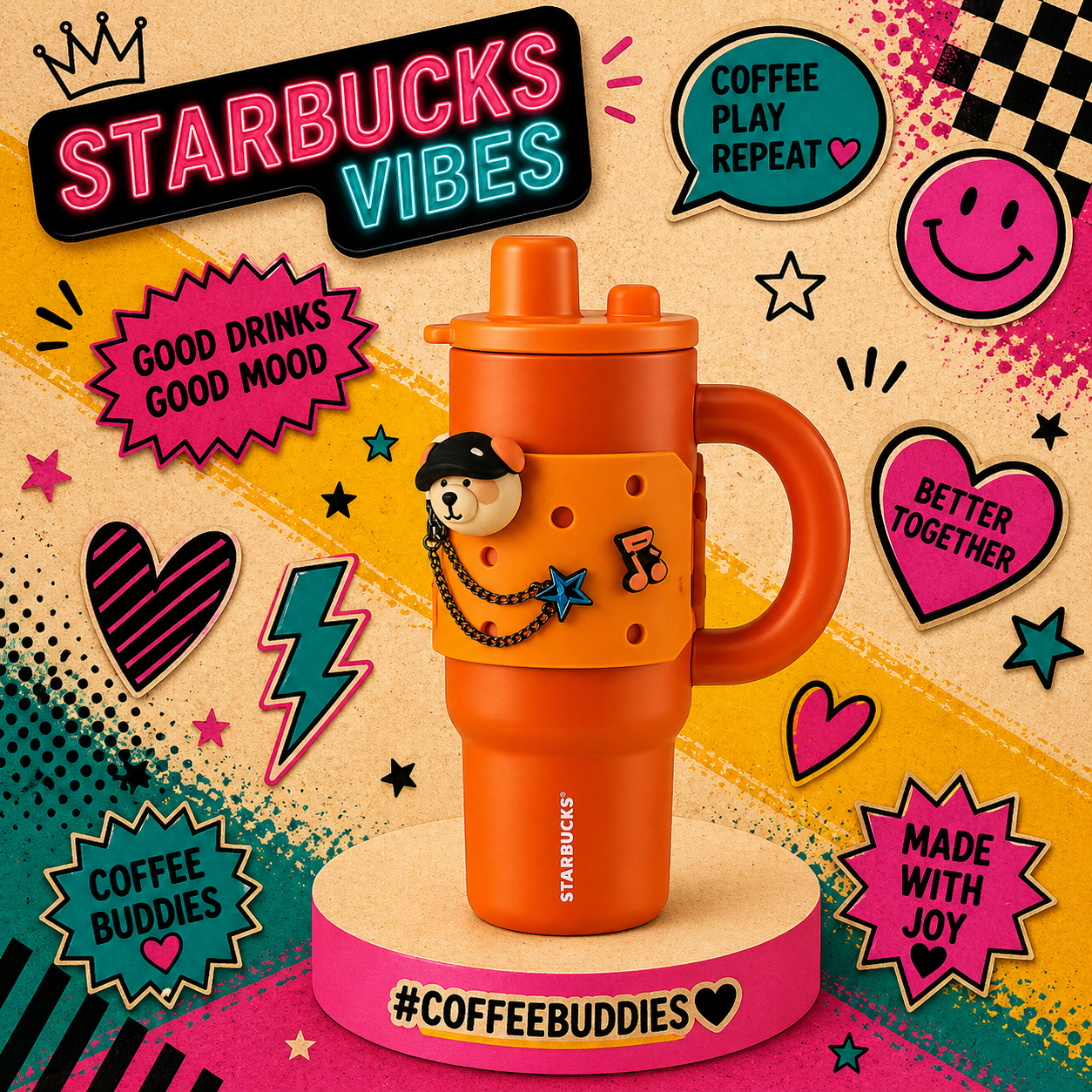 Termo de acero inoxidable con doble boquilla Starbucks Shanghai 2026 New Character Series Hanging Cup Cover 1170ml