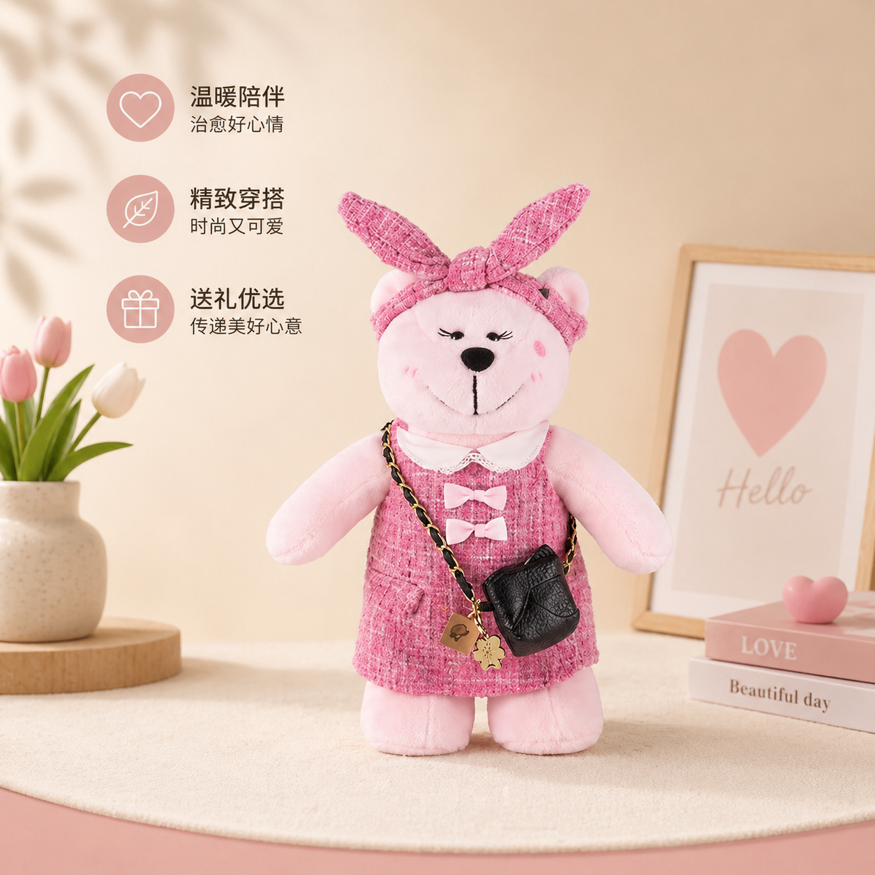 Bearista rosa Starbucks Shanghai 2026 New Character Series pink doll 25cm