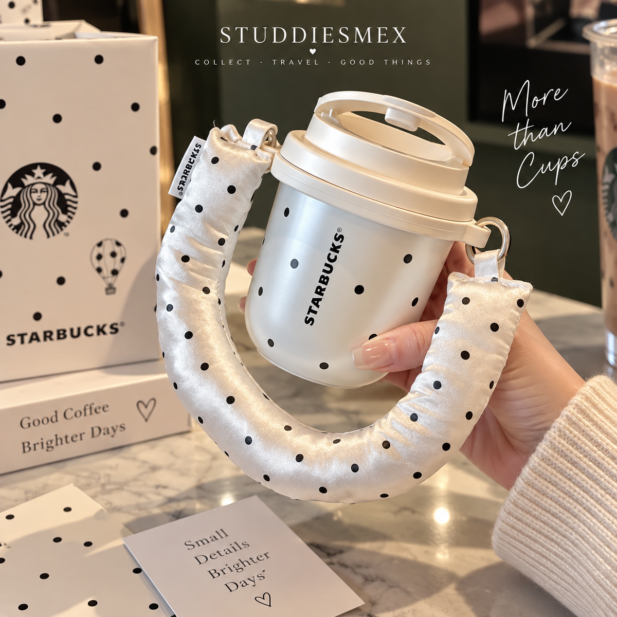 Starbucks China Polka Dot 2026 · White Tumbler 9 oz with Balloon Sleeve