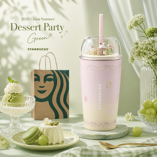 Vaso con Popote de Acero inoxidable Starbucks 2026 China Summer Dessert Party Pink 19oz