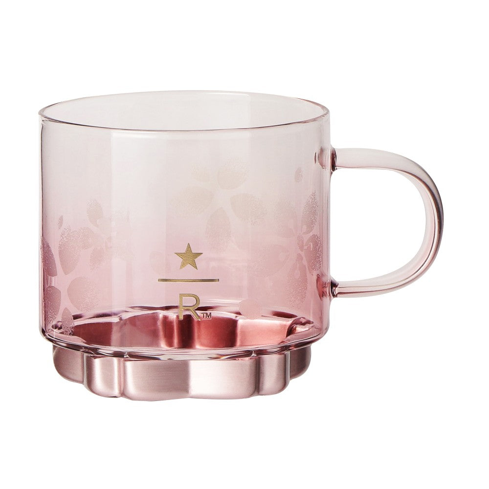 Taza de vidrio con asa Starbucks Reserve® con fondo rosa Sakura 2026 355 ml Japón