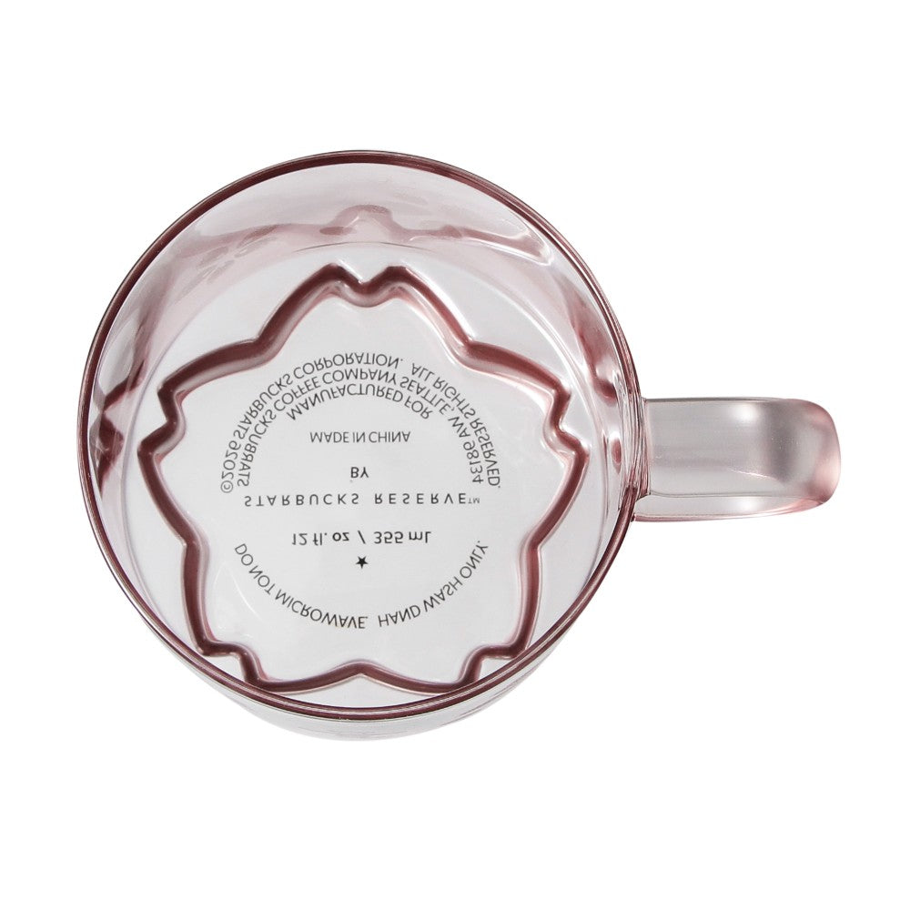 Taza de vidrio con asa Starbucks Reserve® con fondo rosa Sakura 2026 355 ml Japón