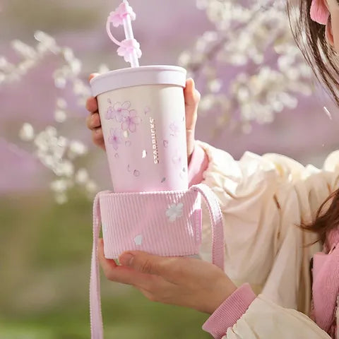 Sakura Vaso con popote Acero Inoxidable Cup con manga China Sakura Spring Walk 2024