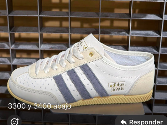 Tenis Adidas Originals Japan blancos con franja azul/gris