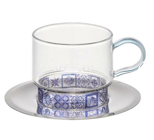Taza de cristal y platillo de acero inoxidable para el verano, 237 ml. Starbucks Corea Summer 2026