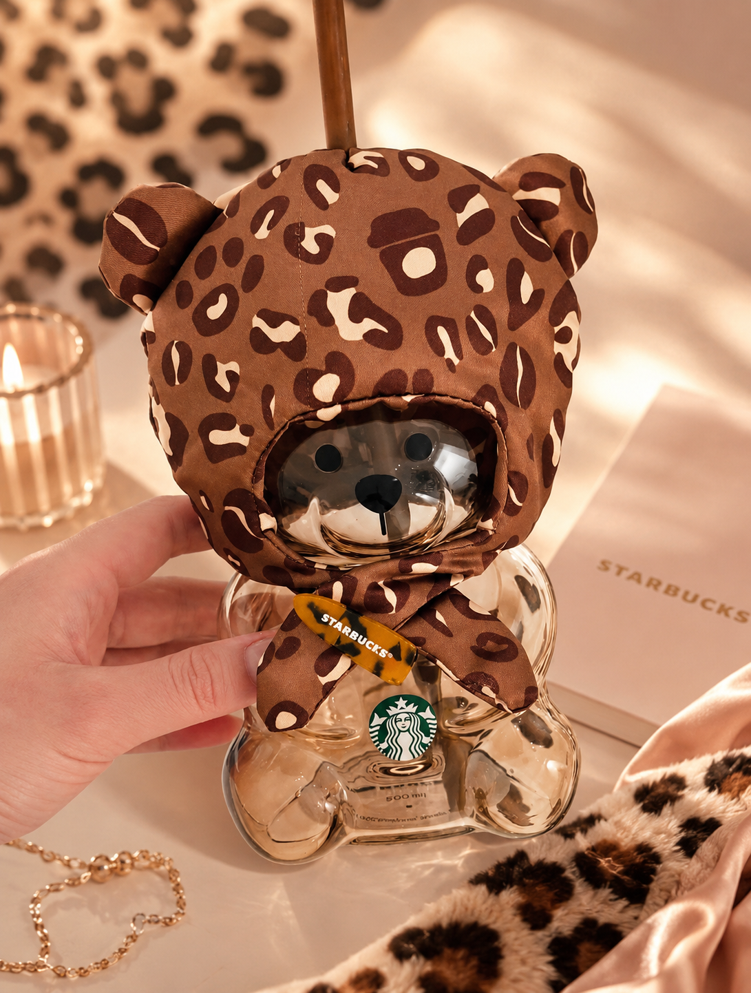 Bearista de vidrio Starbucks China 2026 Leopard Print Series Bearista Bear glass