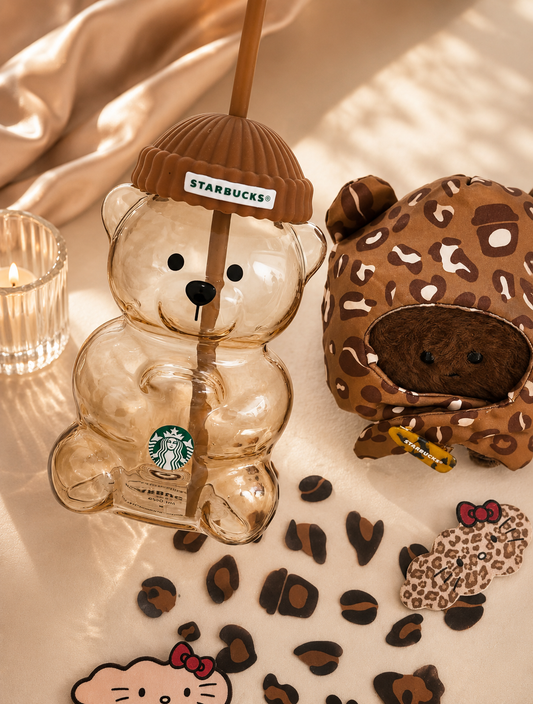Bearista de vidrio Starbucks China 2026 Leopard Print Series Bearista Bear glass