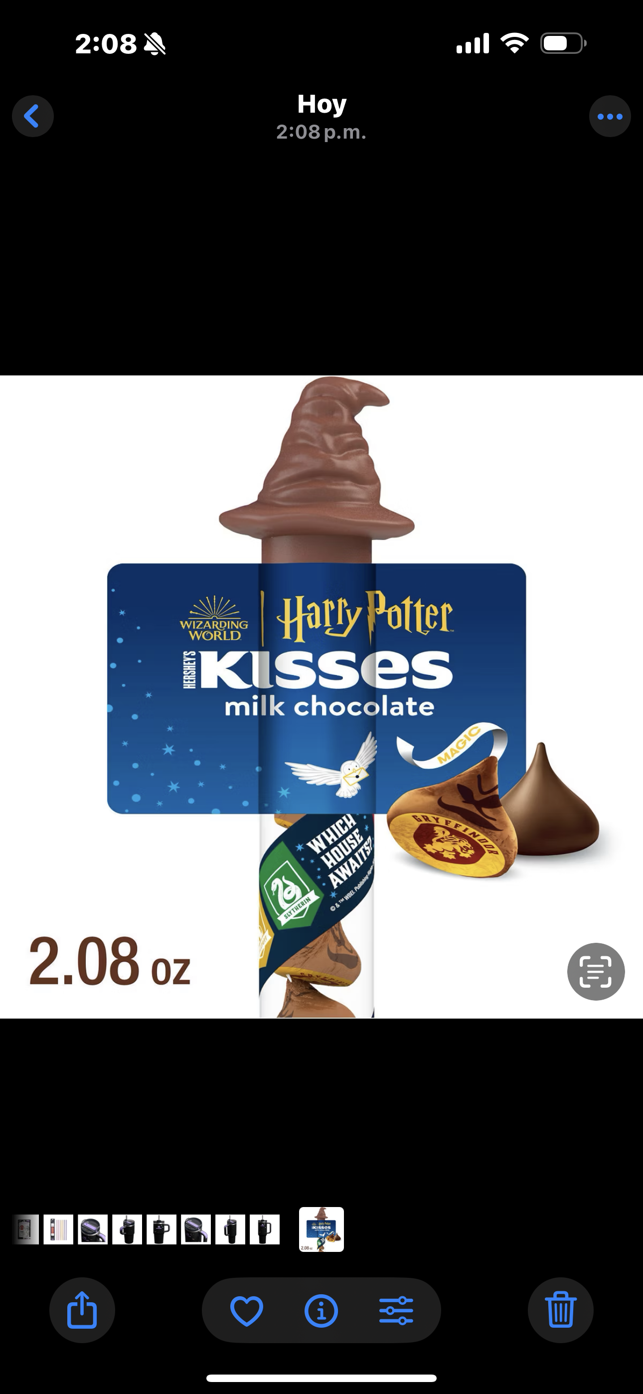 HERSHEY'S Kisses Milk Chocolate Harry Potter Halloween Candy Cane - 2.08oz