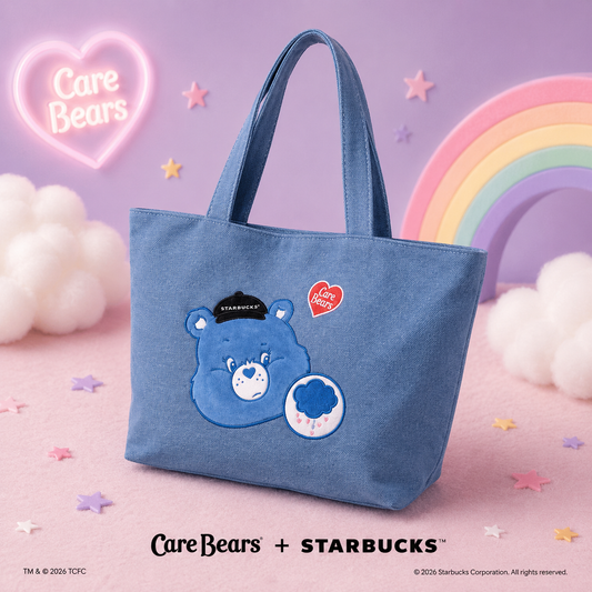 Bolsa Tote de mezclilla Starbucks x Care Bears 2026 | Casual Bear Denim Shoulder Tote Bag 🧸💙