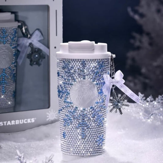 Vaso de Acero Inoxidable con cristales con caja de regalo Starbucks 2025 China Christmas Snowlit Wonderland