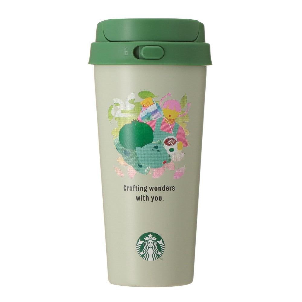 Vaso de acero inoxidable Pokémon + STARBUCKS Acero Inoxidable AGO Botella Fushigidane 473ml