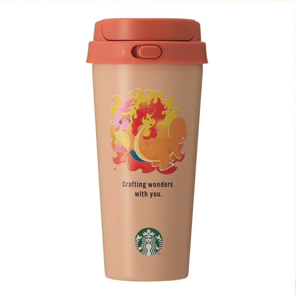 Vaso de acero inoxidable Togo Pokémon + STARBUCKS Acero Inoxidable A Botella GO Hitokage 473 Ml