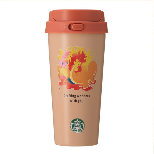 Vaso de acero inoxidable Togo Pokémon + STARBUCKS Acero Inoxidable A Botella GO Hitokage 473 Ml