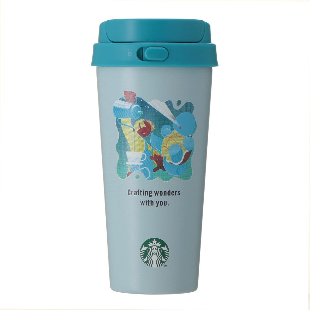 Vaso de acero inoxidable Pokémon + STARBUCKS Acero Inoxidable AGO Botella Zenigame 473 Ml