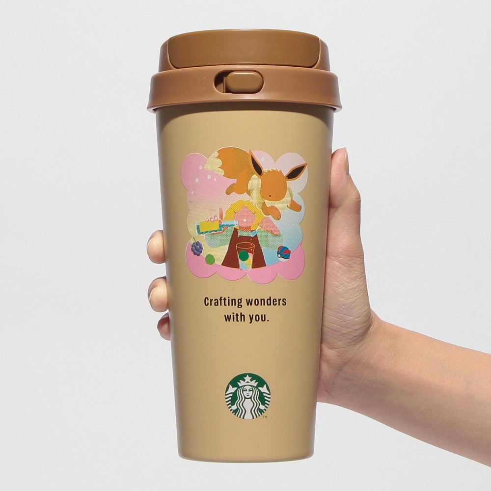 Vaso de acero inoxidable Pokémon + STARBUCKS Acero Inoxidable AGO Botella Evee 473 Ml