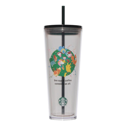 Vaso de acrílico Pokémon + STARBUCKS COLD CUP Conexión de café 710ml
