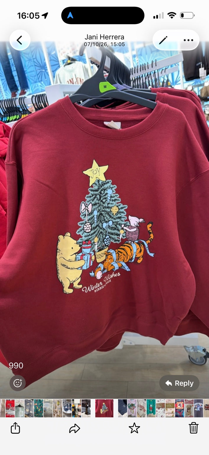 Disney Winnie the Pooh Winter Wishes sudadera roja