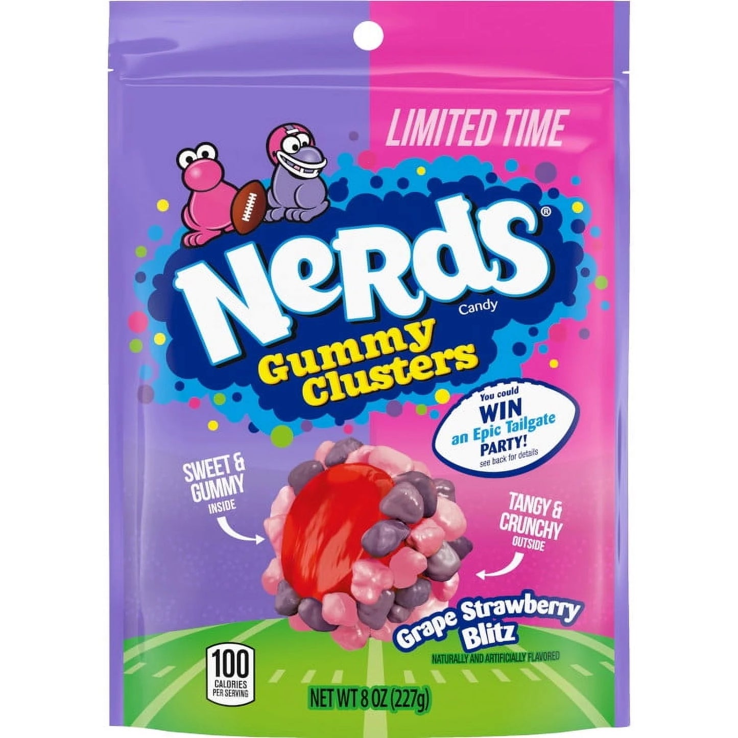Nerds Gummy Clusters , Brillo de Fresa y Uva, Bolsa Vertical de 8 Onzas US Goods