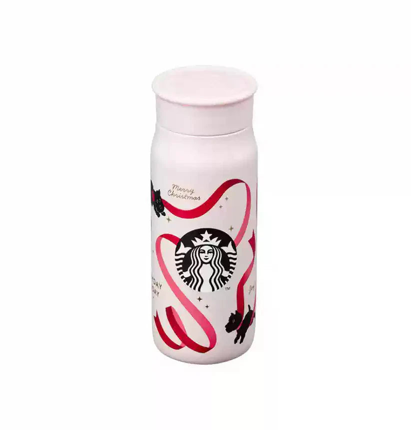 Termo de Acero Inoxidable rosa Starbucks Korea 2024 Christmas Season1  355ml