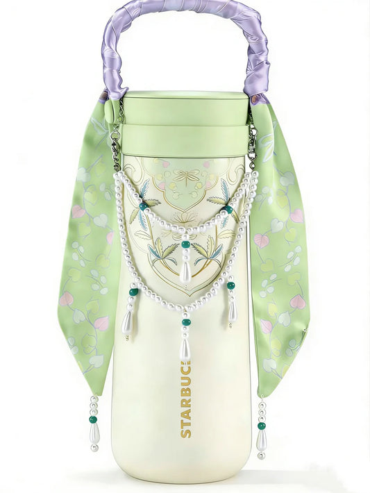 Starbucks China 2026 Spring Blessings Series 430ml stainless steel thermos cup with purple ribbon handle