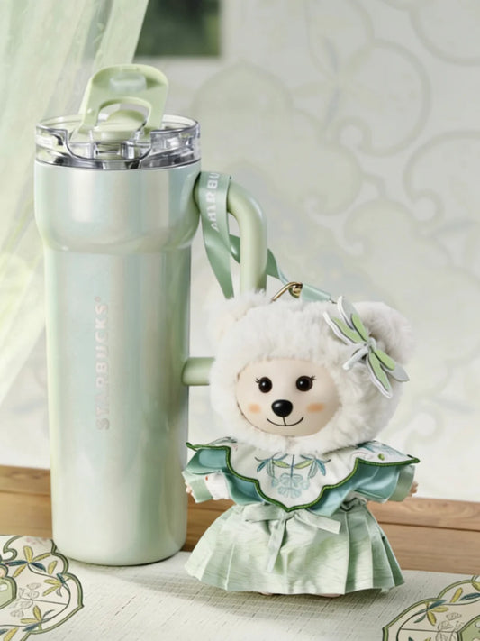 Starbucks China 2026 Spring Blessings Series 690ml Stainless Steel Double Drinking Cup with Vinyl Plush Charm