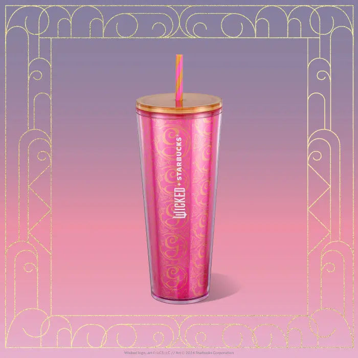 Wicked Glinda Rosa Glitter Cold Cup 24oz