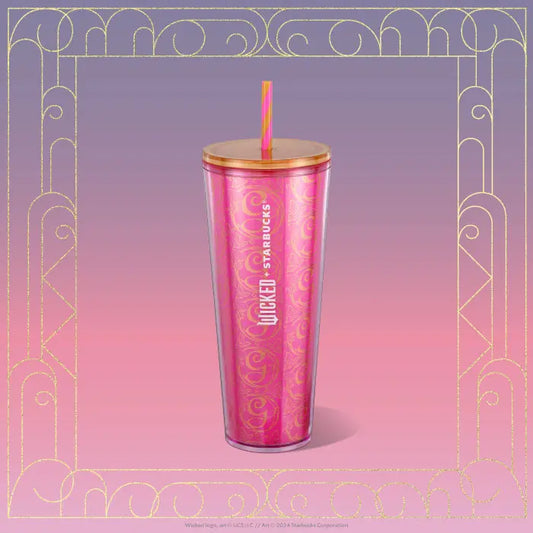 Wicked Glinda Rosa Glitter Cold Cup 24oz