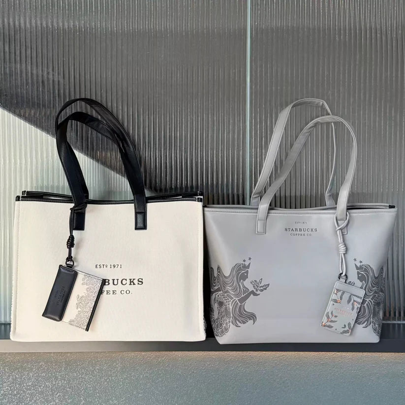 Bolsa de mano blanca Starbucks China 2025 con tarjetero