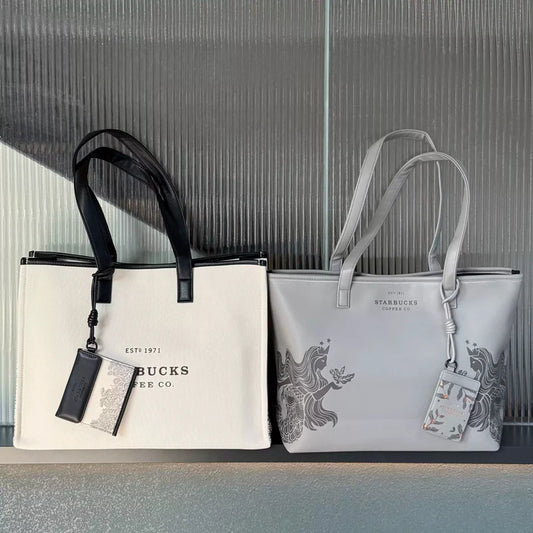 Bolsa de mano blanca Starbucks China 2025 con tarjetero