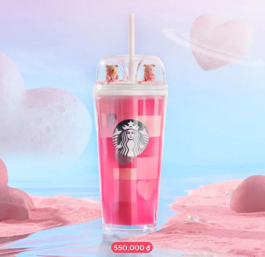 Vaso Domo con popote Starbucks Vietnam 2025 Valentine's Day