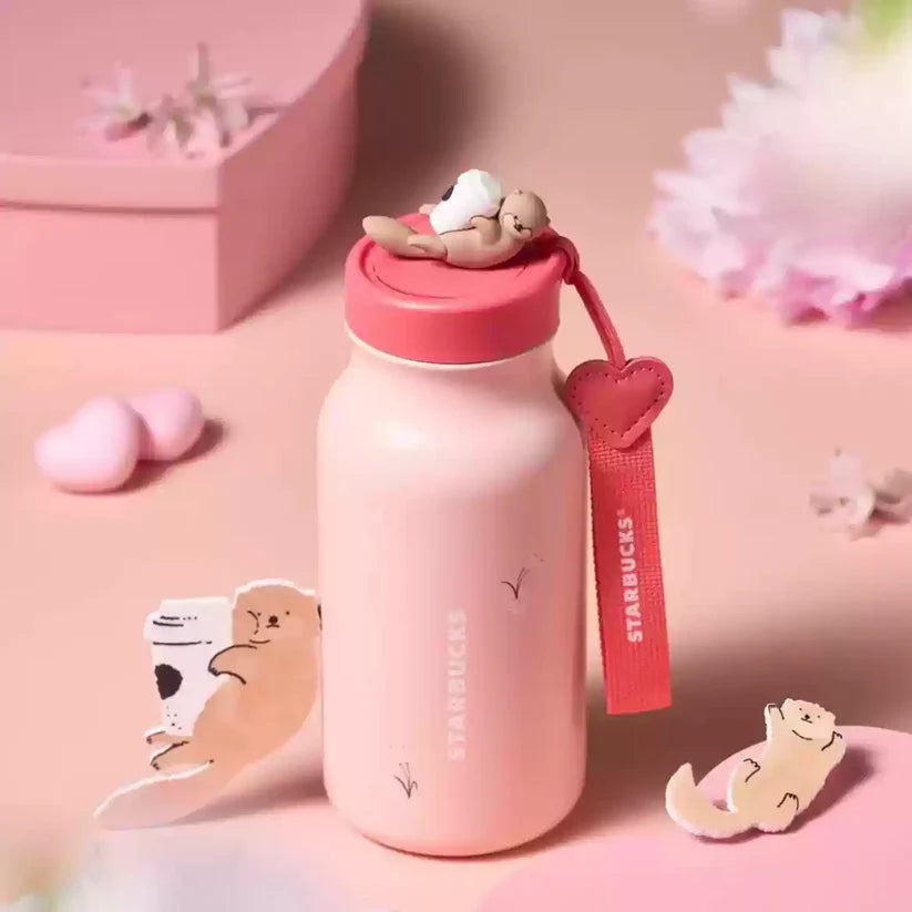 Termo de acero inoxidable con Nutria Starbucks China 2025 Valentine's Day online series 432ml 15.2oz