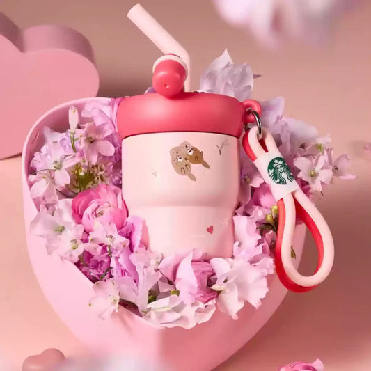 Vaso de Acero Inoxidable con popote Starbucks China 2025 Valentine's Day online series 445ml 15.66oz