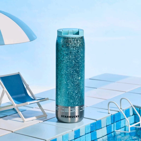 Termo Azul de Acero Inoxidable Starbucks China 2025 happy summer series 500ml 17.6oz
