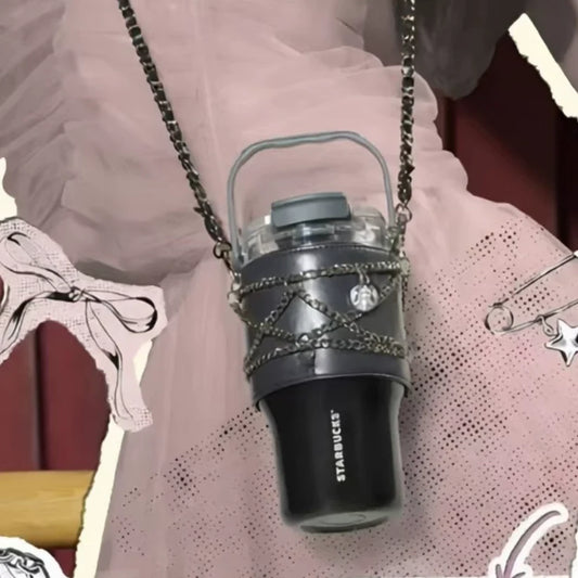 Termo de acero inoxidable negro crossbody con manga Starbucks China 2026 Ballet Series 610ml