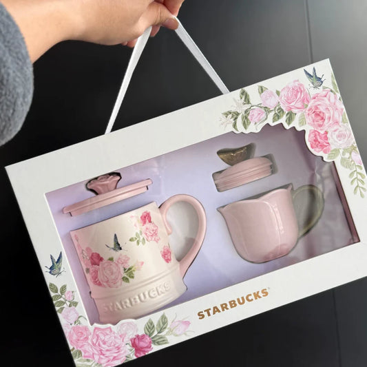 Set de Regalo Taza de Ceramica Starbucks China 2026 Rose Garden series 470ml 130ml 4.58oz