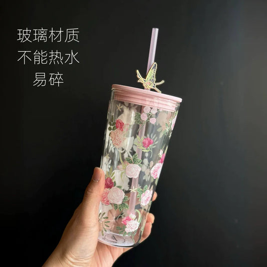Vaso de Vidrio Doble Pared Starbucks China 2026 Rose Garden series 600ml 21.12oz