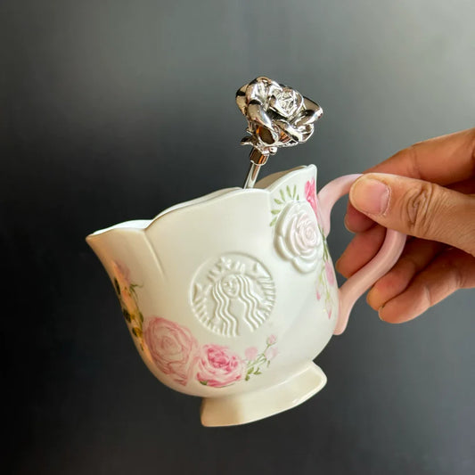 Taza de Cerámica con agitador Starbucks China 2026 Rose Garden series 300ml 10.56oz