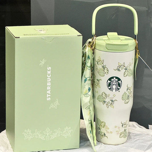 Starbucks China 2026 Spring Blessings Series 930ml Stainless Steel Double Drinking Cup with Silk Scarf