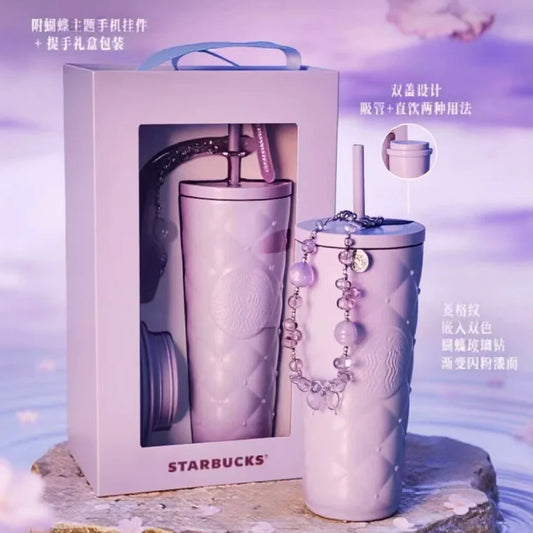 Vaso de Acero Inoxidable Starbucks China 2026 Spring Cherry Blossom Collection Double-lid Stainless Steel Cup Gift Box