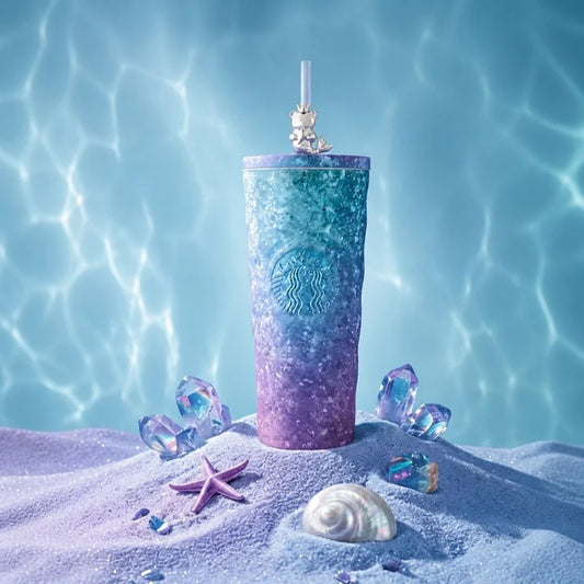 Vaso de Titanio con Strawstopper Starbucks China 2026 Undersea Wonder Series Diamond Straw Titanium Cup with Straw Decoration 600ml 21.12oz