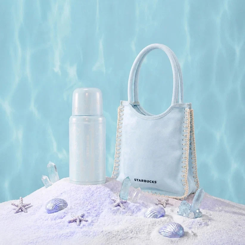 Termo de acero inoxidable brilloso con bolsa  Starbucks China 2026 Undersea Wonder Series  355ml 12.49oz
