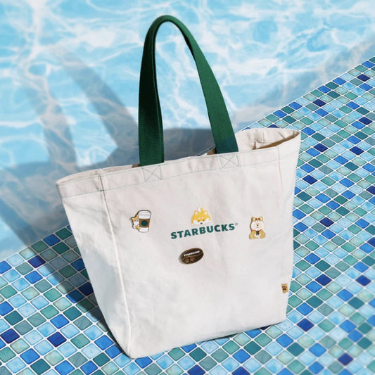 Bolsa con Pines Starbucks Hong Kong Macau 2025 Summer Shiba Inu Series Leisurely Shiba Inu Bag with Pin