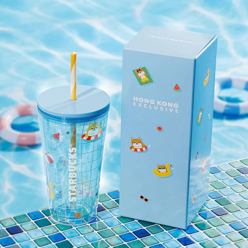 Vaso de Acrilico Starbucks Hong Kong Macau 2025 Summer Shiba Inu Series Plastic Cold Water Cup 591ml 20.8oz