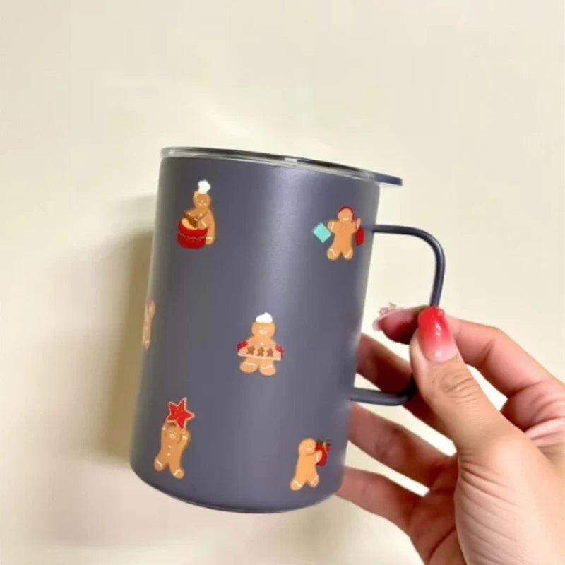 Starbucks Taiwan 2025 Christmas Party Series Black Gingerbread Man Cup with Stainless Steel Handle 473ml 16.65oz