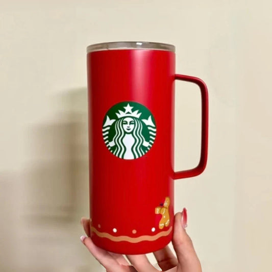 Starbucks Taiwan 2025 Christmas Party Series Red Stainless Steel Handle Cup 503ml 17.7oz