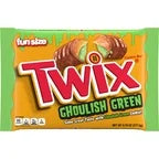 Twix Barras de Chocolate Halloween de Tamaño Divertido, Color Verde Macabro, Bolsa de 9,8 oz
