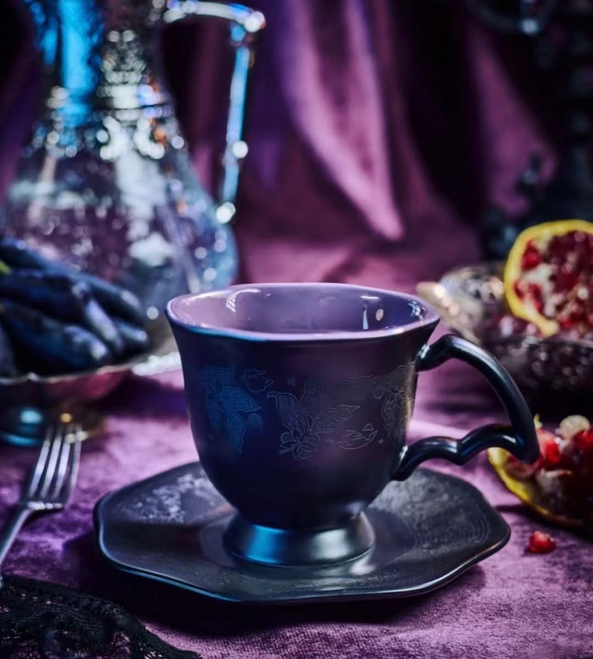 Starbucks 2025 China Halloween Black Mug With Coaster