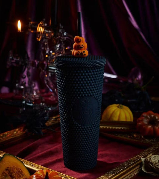 Starbucks 2025 China Halloween Black Matte 26oz Studded Tumbler with Toppe