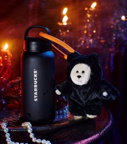 Starbucks 2025 China Halloween Black 14oz SS Tumbler with Black Bear